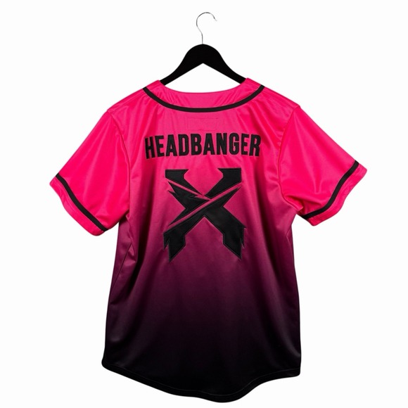 Excision Neon Pink Black Headbanger Stitched M Baseball Jersey EDM Music Rave - Picture 4 of 8